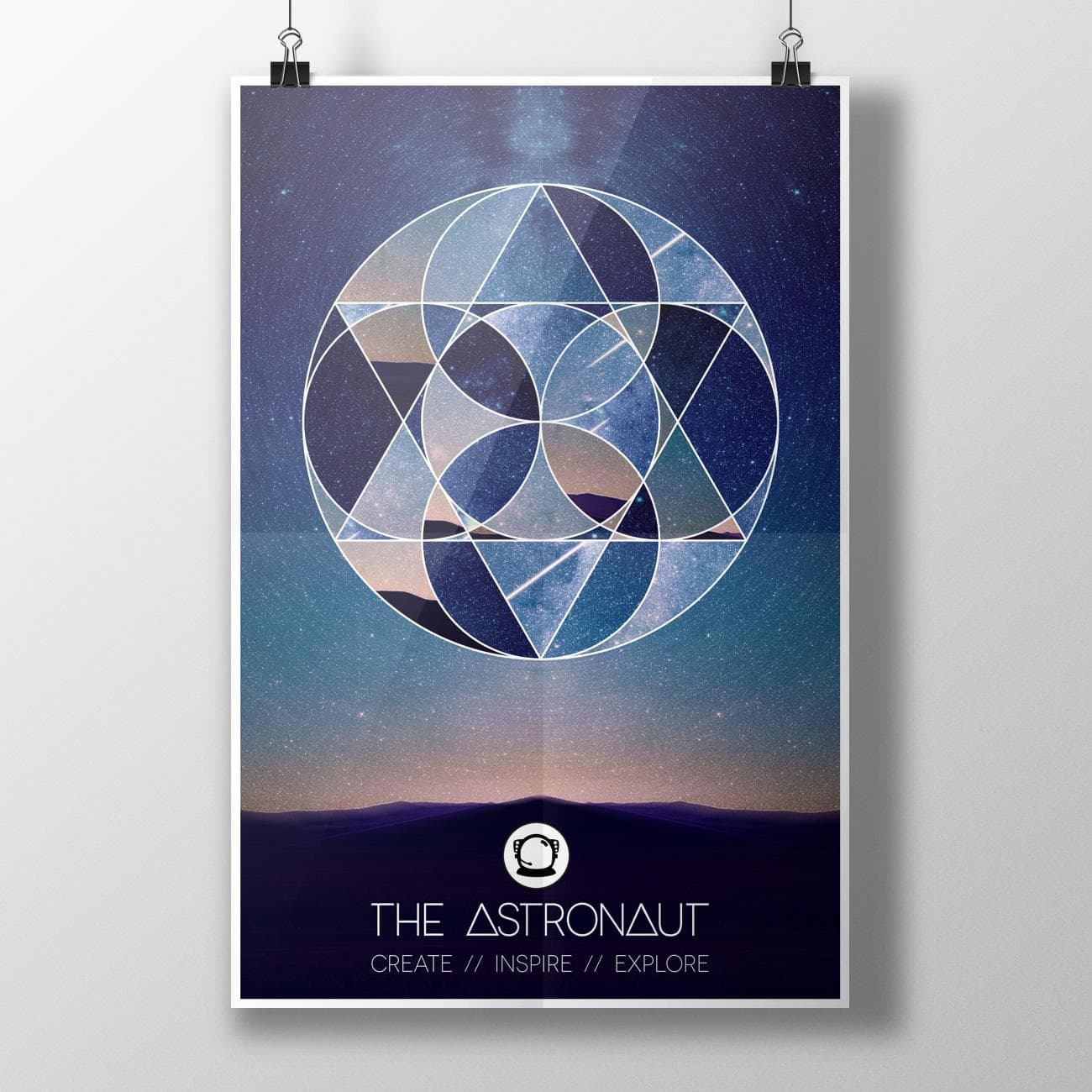 A poster mockup of the final geometric design