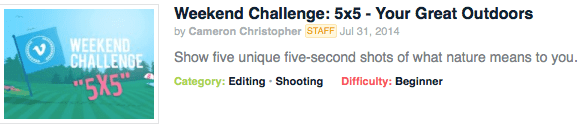 Vimeo Video School 5x5 Challenge